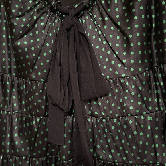 INC INTERNATIONAL CONCEPTS 100% Silk Sleeveless Top Black Green Polka Dots Sz 2 - Picture 3 of 7